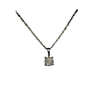 NWT 10K White Gold Solitaire Diamond Pendant